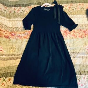 Zara Elegant Black Dress with Shoulder Bow